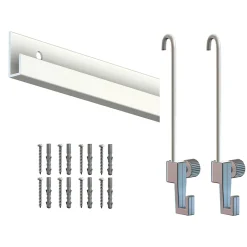 Cimaise Box ÉCO Classic Rail + Tige 2mm - 200 cm - Kit tout en un Blanc mat à peindre