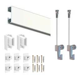 Cimaise Box ÉCO Click Rail 200 cm - Kit tout en un Blanc mat à peindre