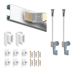 Cimaise Box ÉCO Click Rail 200 cm - Kit tout en un Blanc mat à peindre