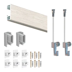 Cimaise Box ÉCO Click Rail 200 cm - Kit tout en un Blanc mat à peindre