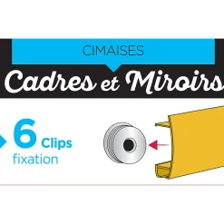Clip pour fixation de cimaise déco, blanc vendu par 6 pièces