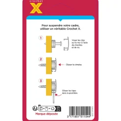 Clip pour fixation de cimaise déco, blanc vendu par 6 pièces