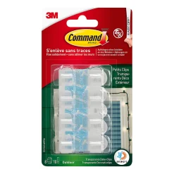Clips transparents pour illuminations extérieures avec languettes de mousse Command 17017CLR-AW 8 clips + 10 languettes