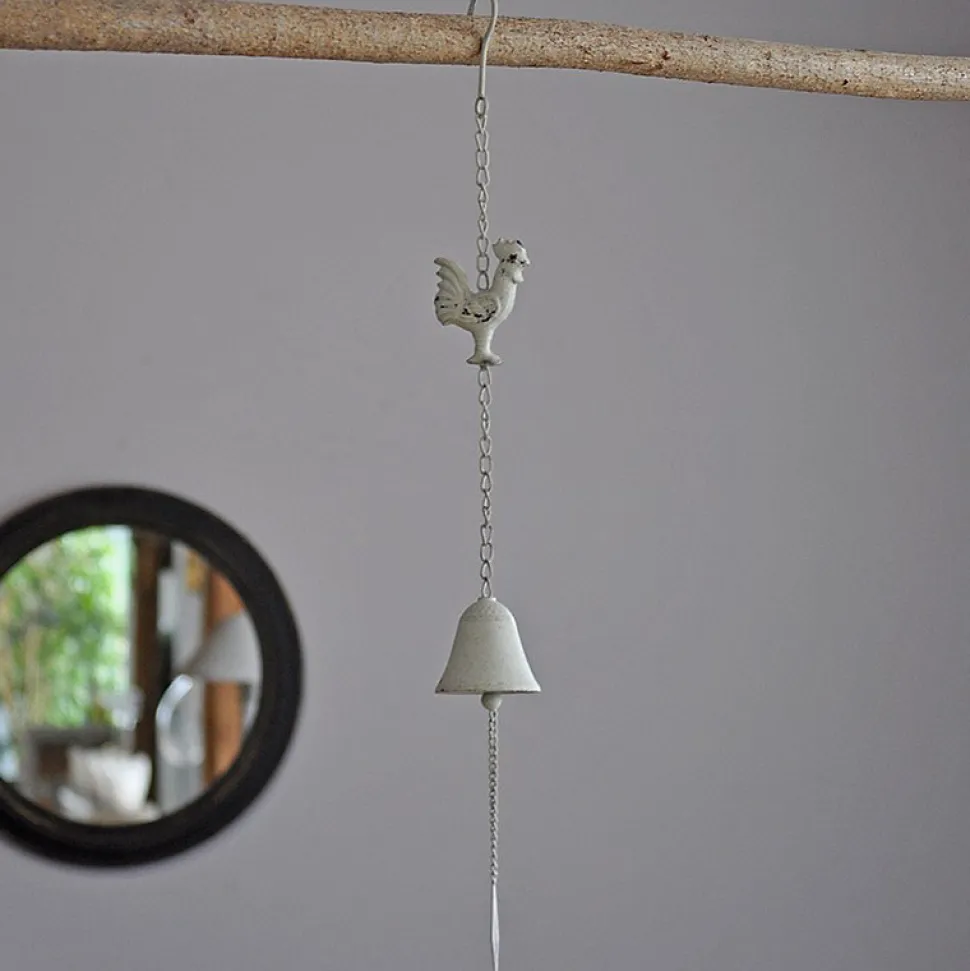 Clochette Coq fer blanc 10x65cm