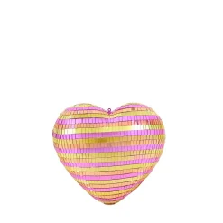 Coeur à facettes rayé bicolore 22x23cm