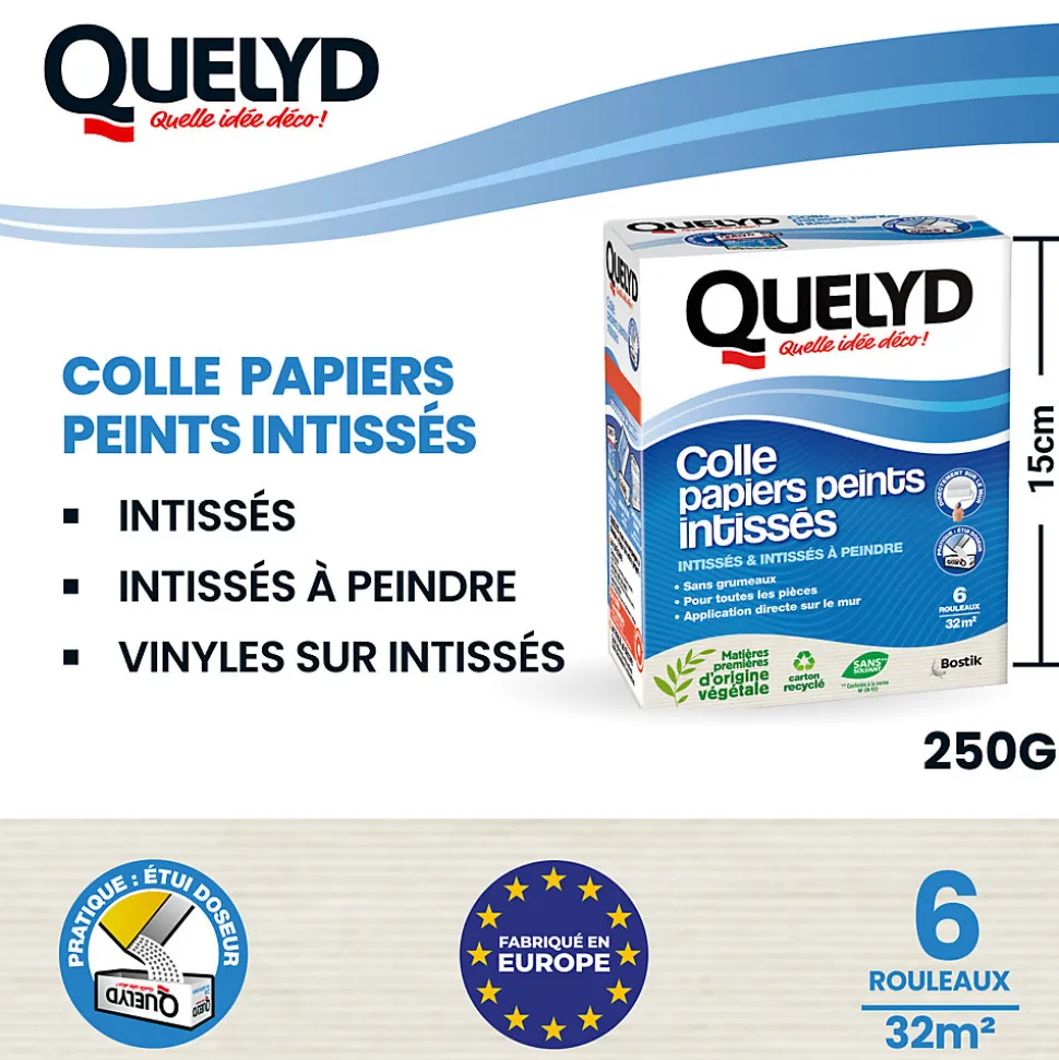 Colle en poudre - adaptée pour tout papiers peints intissés - surface de couverture 32 m² - Quelyd 30621359