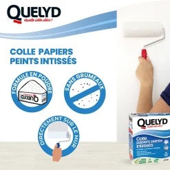 Colle en poudre - adaptée pour tout papiers peints intissés - surface de couverture 32 m² - Quelyd 30621359