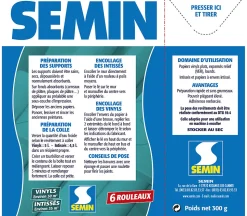 Colle en Poudre pour Papiers Peints Vinyls et Intissés Semin, Boite de 300 g
