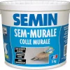 Colle pour Toiles de Verre et Revêtements Muraux Légers Semin Sem Murale, Prêt à l'Emploi, Seau 5 kg