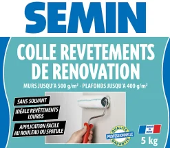Colle Revêtements de Rénovation Lisse en Pâte Semin, Prête à l'Emploi, Intérieur, Seau de 5 kg (Lot de 5)