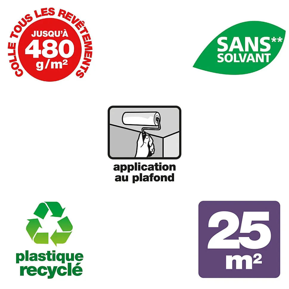 Colle spéciale plafonds - toile de verre et revêtements de rénovation Quelyd pâte 6kg