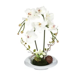Composition d'orchidées artificielles - vase en céramique - H46 cm - Rose- Atmosphera