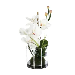 Composition d'orchidées artificielles - vase en verre - H37 cm - Blanc- Atmosphera