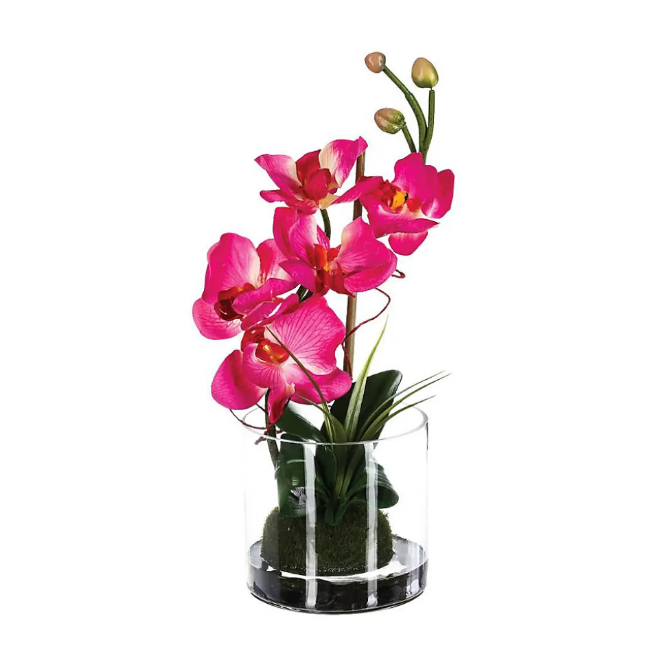 Composition d'orchidées artificielles - vase en verre - H37 cm - Blanc- Atmosphera