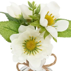 Composition vase et fleurs artificielles H17cm - Blanc- Atmosphera