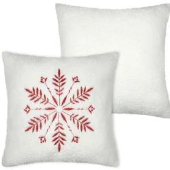 Coussin - Effet bouclette avec motif flocon (45x45 cm - Ecru)