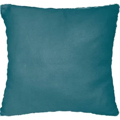 Coussin - effet fourrure - bleu canard - 45x45 cm - Atmosphera