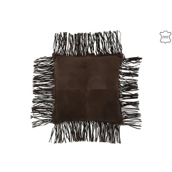 Coussin à franges en cuir marron 45x45x8 cm