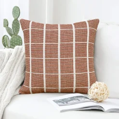 Coussin à motifs Mullido GoodHome L.45 x l.45 cm terracotta