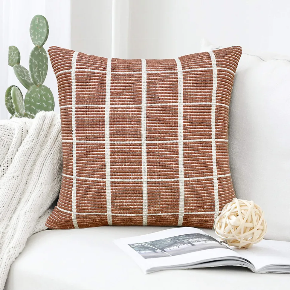 Coussin à motifs Mullido GoodHome L.45 x l.45 cm terracotta