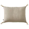 Coussin 40 x 60 cm en lin lavé sable avec 4 nouettes en jute - LUISA