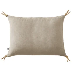 Coussin 40 x 60 cm en lin lavé sable avec 4 nouettes en jute - LUISA