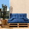 Coussin accoudoir bleu pour banquette palette L.58 x l.20 x ép.10 cm, Mykonos