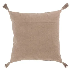 Coussin avec floches en coton velours marron 43x43cm