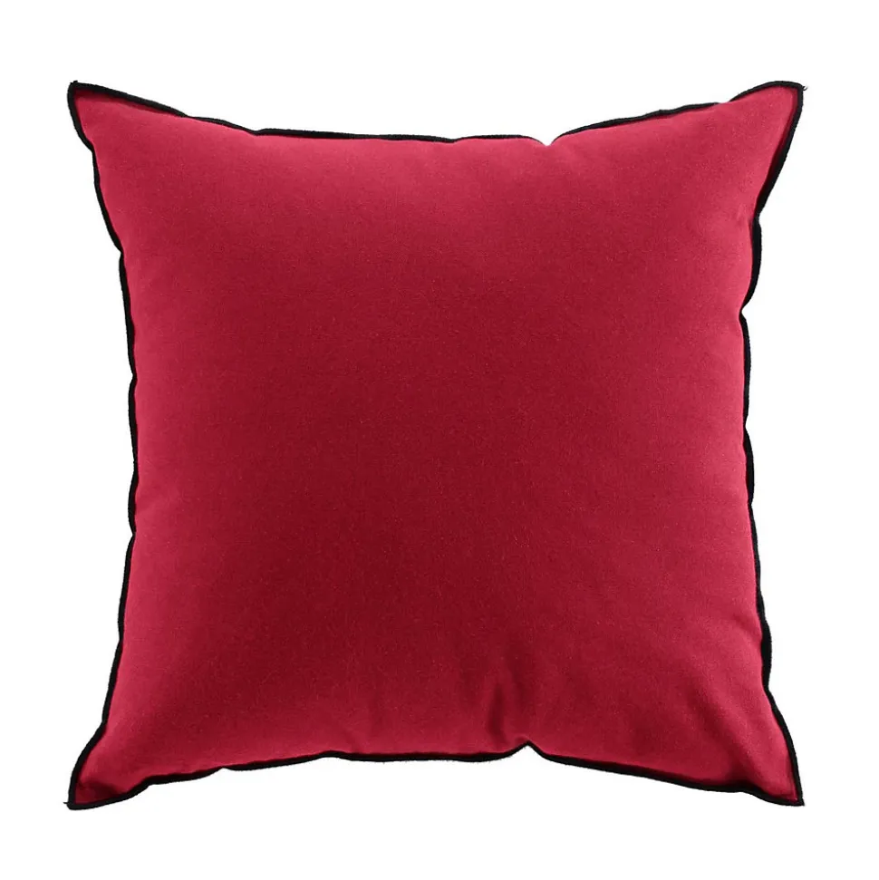 Coussin avec surjet en coton recyclé (50x50 cm - Bordeaux)