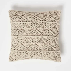 Coussin bohème macramé willow, 45 x 45 cm - HOMESCAPES