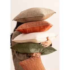 Coussin bouclette Soana beige lin 45x45cm - Atmosphera