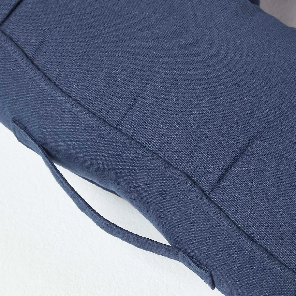 Coussin bouée en velours de coton - bleu marine - HOMESCAPES