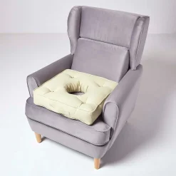 Coussin bouée en velours de coton - vert sauge - HOMESCAPES