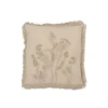 Coussin carré à broderie en coton gris 52x52x15 cm
