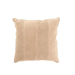 Coussin carré à rayures en coton beige 45x45x12 cm