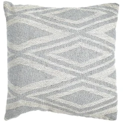 Coussin carré 40 x 40 cm coton brodé grands losanges gris - BEAM