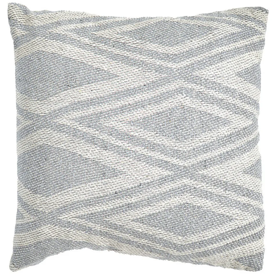 Coussin carré 40 x 40 cm coton brodé grands losanges gris - BEAM