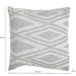 Coussin carré 40 x 40 cm coton brodé grands losanges gris - BEAM