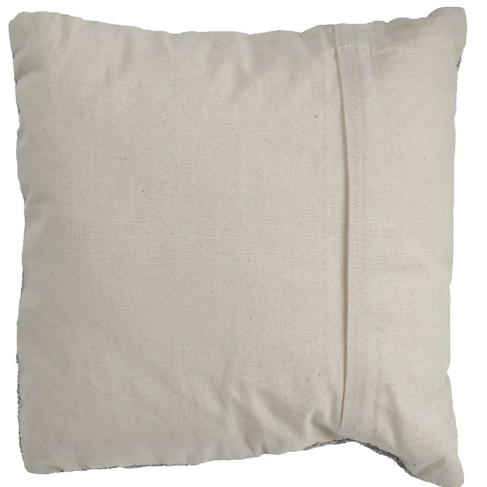 Coussin carré 40 x 40 cm coton brodé grands losanges gris - BEAM