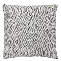 Coussin carré 40 x 40 cm coton brodé avec motifs losanges noirs - EMBER