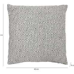 Coussin carré 40 x 40 cm coton brodé avec motifs losanges noirs - EMBER