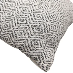 Coussin carré 40 x 40 cm coton brodé avec motifs losanges noirs - EMBER