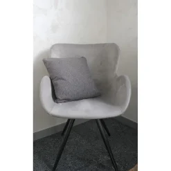 Coussin carré 40 x 40 cm en tissu épais gris foncé - DORA