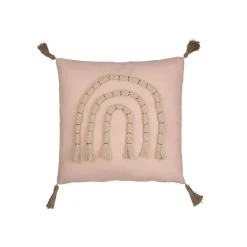 Coussin carré arc-en-ciel en polyester rose 40x40cm