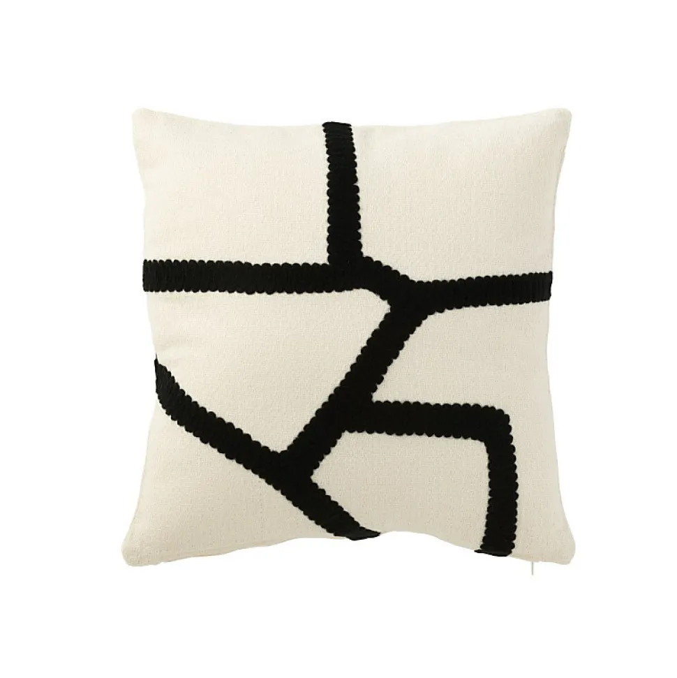 Coussin carré avec lignes en textile multicouleur 43x43x10 cm