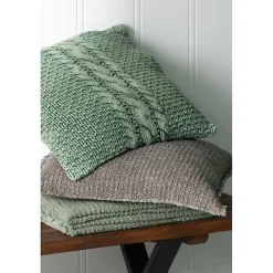 Coussin carré bords effilochés en polyester marron 50x50x12cm