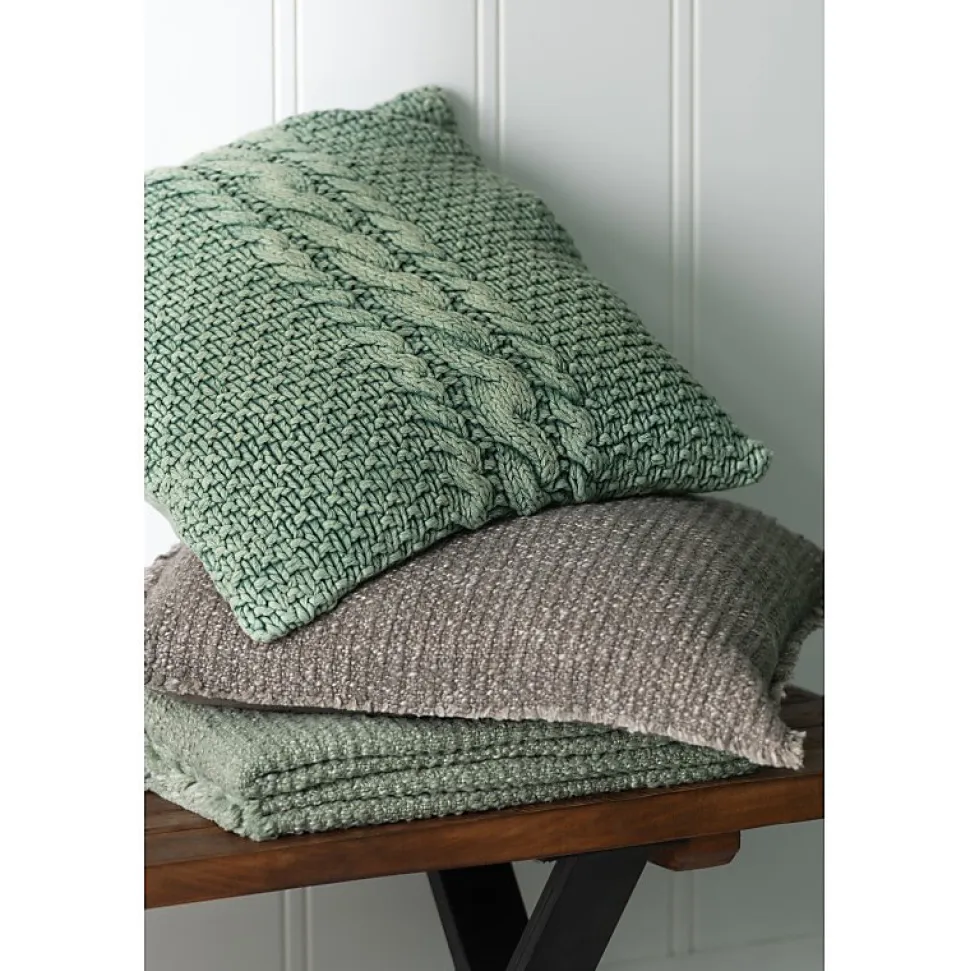 Coussin carré bords effilochés en polyester marron 50x50x12cm