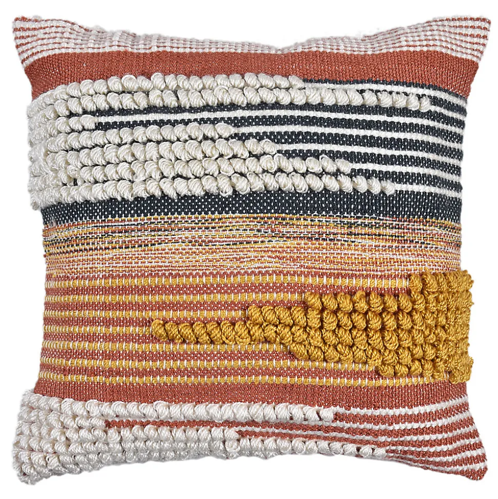 Coussin carré Deko & Co macramé terracotta L.45 x l.45 cm