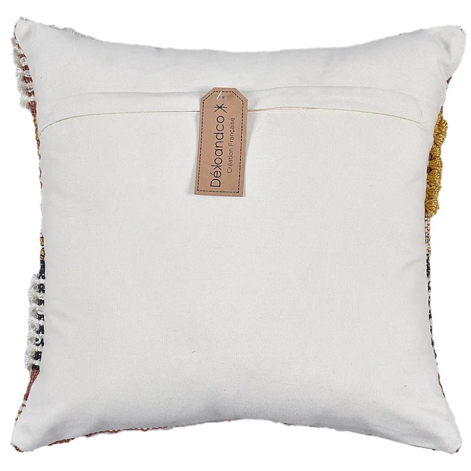 Coussin carré Deko & Co macramé terracotta L.45 x l.45 cm