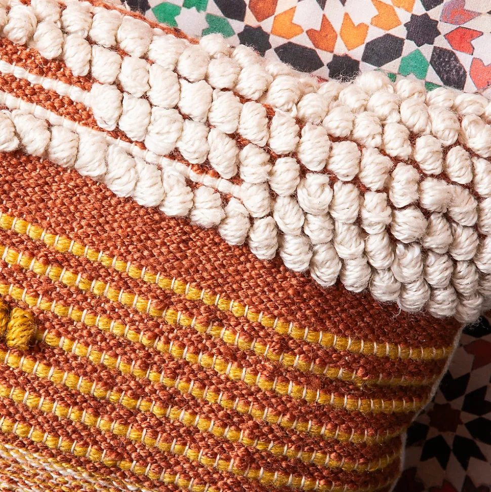 Coussin carré Deko & Co macramé terracotta L.45 x l.45 cm